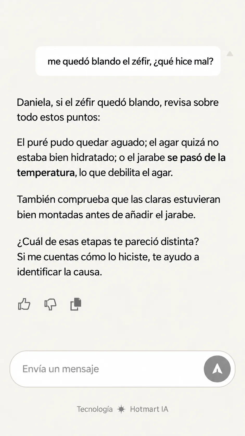 Captura de una conversación con Zefir, la tutora con inteligencia artificial del curso
